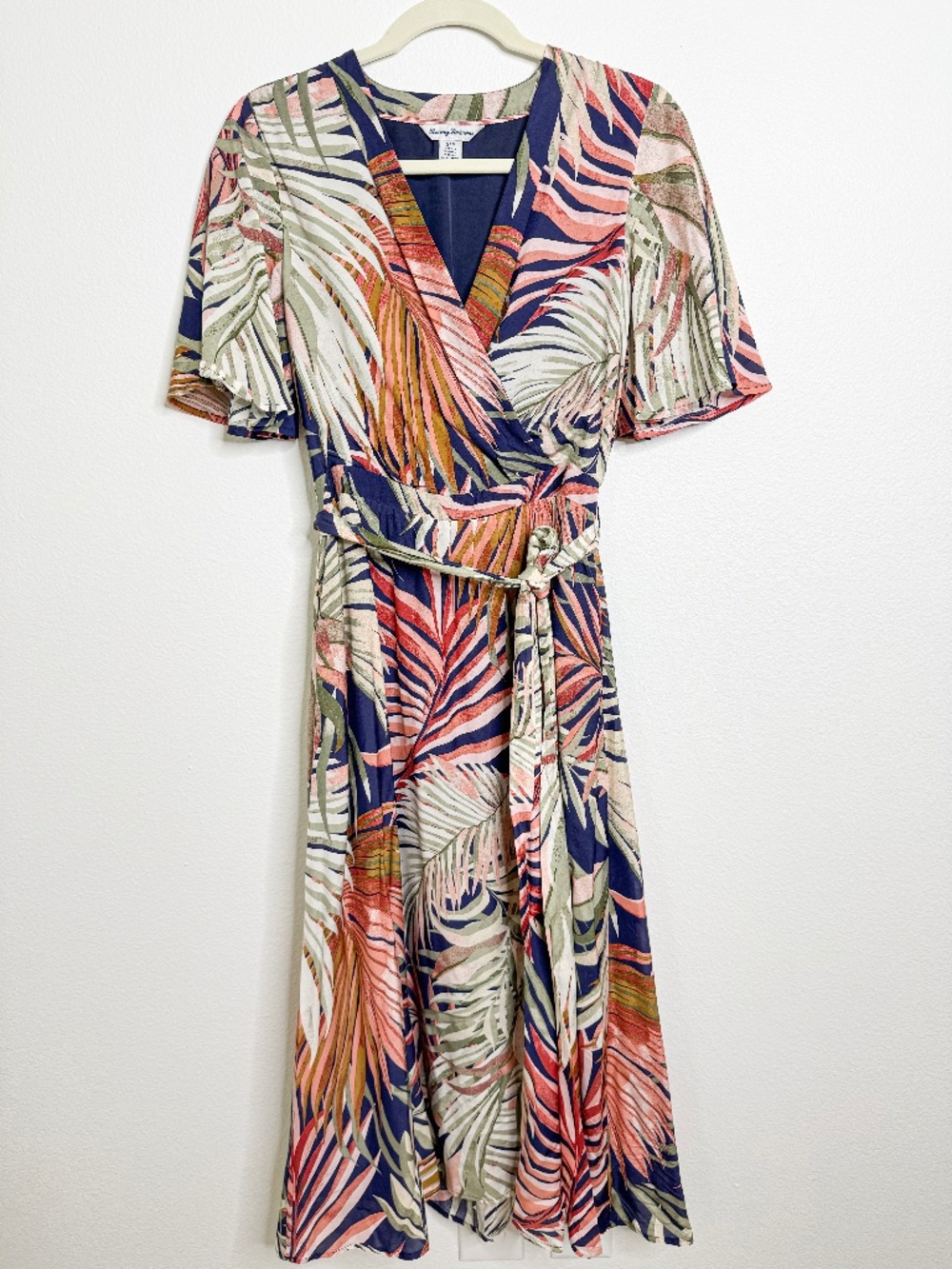 Tommy Bahama Palm Canyon Midi Dress Tropical Print Short Sleeve Resort
